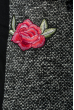 Кардиган женский меланж, с цветочными нашивками 69PD920 черно-серый меланж
