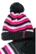 Комплект детский шапка и шарф в полоску 65P15-013 junior грифельно-малиновый