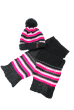 Комплект детский шапка и шарф в полоску 65P15-013 junior грифельно-малиновый