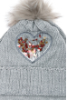 Комплект деткий (для девочки) шапка, шарф и перчатки с декором «Сердце» 65PG5117 junior серый