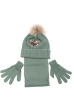 Комплект деткий (для девочки) шапка, шарф и перчатки с декором «Сердце» 65PG5117 junior оливковый