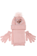 Комплект деткий (для девочки) шапка, шарф и перчатки с декором «Сердце» 65PG5117 junior пудровый