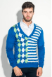 Пуловер мужской с комбинированным орнаментом 50PD311 бирюзовый