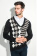 Пуловер мужской с комбинированным орнаментом 50PD311 черно-серый