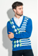 Пуловер мужской с комбинированным орнаментом 50PD311 бирюзовый