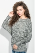 Джемпер женский реглан 64PD159 черно-серый меланж