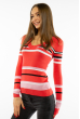 Пуловер женский с V-образным вырезом 618F151 кораллово-черный