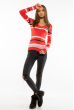 Пуловер женский с V-образным вырезом 618F151 кораллово-черный