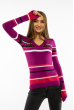 Пуловер женский с V-образным вырезом 618F151 фиолетовый