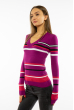 Пуловер женский с V-образным вырезом 618F151 фиолетовый