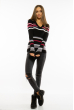 Пуловер женский с V-образным вырезом 618F151 черно-малиновый