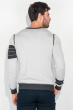 Пуловер мужской с контрастными манжетами 50PD409 серый гранит