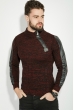 Свитер мужской с косой змейкой 48P3292 черно-бордовый