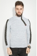 Свитер мужской с косой змейкой 48P3292 бело-серый