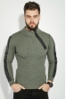 Свитер мужской с косой змейкой 48P3292 оливково-бежевый