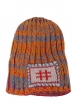 Шапка с нашивкой, узор меланж 65P2353 кирпично-голубой