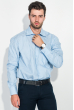Рубашка мужская в двухцветную полоску 50PD44002 бирюзово-голубой
