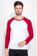Пуловер мужской  двухцветный,  рукав реглан 895K003 бело-красный