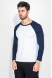Пуловер мужской  двухцветный,  рукав реглан 895K003 бело-синий