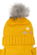 Комплект деткий (для девочки) шапка, шарф и перчатки однотонный, с декором 65PG5109 junior горчичный