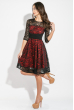Платье женское пышное, кружевная спинка 37P001 черно-красный
