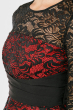 Платье женское пышное, кружевная спинка 37P001 черно-красный