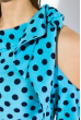 Платье женское с завязками на плече, в горох 69PD1079 голубой , горох