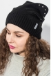 Шапка женская с ушками и стразами 65PF1627 черный