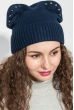 Шапка женская с ушками и стразами 65PF1627 темно-синий
