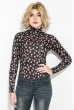 Боди женское принтованное, на кнопках, длинный рукав 64PD93 черно-розовый , горох