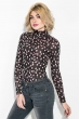 Боди женское принтованное, на кнопках, длинный рукав 64PD93 черно-розовый , горох
