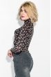 Боди женское принтованное, на кнопках, длинный рукав 64PD93 черно-розовый , горох