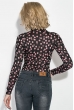 Боди женское принтованное, на кнопках, длинный рукав 64PD93 черно-розовый , горох
