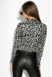 Боди женское принтованное, на кнопках, длинный рукав 64PD93 серо-белый горошек