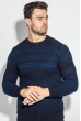 Свитер мужской двухцветное вязание 498F017 чернильно-синий