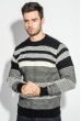Свитер мужской двухцветное вязание 498F017 черно-молочный