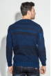 Свитер мужской двухцветное вязание 498F017 сине-чернильный