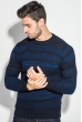 Свитер мужской двухцветное вязание 498F017 чернильно-синий