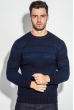 Свитер мужской двухцветное вязание 498F017 чернильно-синий
