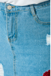 Юбка женская джинс с нашивками 152V001 голубой