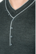 Пуловер мужской с пуговицами по ободку выреза 50PD346 грифельно-салатовый