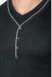 Пуловер мужской с пуговицами по ободку выреза 50PD346 черно-фиолетовый