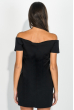 Платье женское с кожаными вставками, короткий рукав 211V001 черный