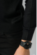 Пуловер мужской комбинация узоров на вырезе 50PD463 черный
