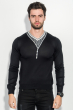 Пуловер мужской комбинация узоров на вырезе 50PD463 черный