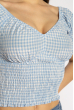 Блуза женская в мелкую клетку 635F006 бело-голубой