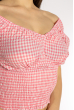 Блуза женская в мелкую клетку 635F006 розово-белый
