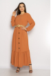 Платье в пол с длинными рукавами 640F001-2 персиковый