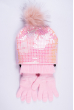 Комплект детский (для девочки) шапка, шарф и перчатки с пайетками 120PTEM51280 junior светло-розовый