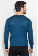 Пуловер мужской однотонный, с полосой по ободку выреза 50PD398 синий меланж